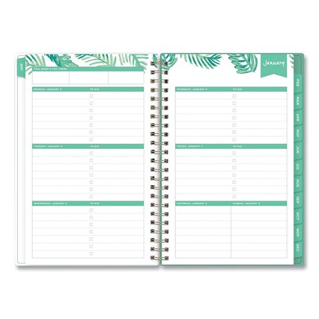 Blue Sky Day Designer Frosted Cover Weekly/Monthly Planner, 8 x 5, Palms, 2022 137362